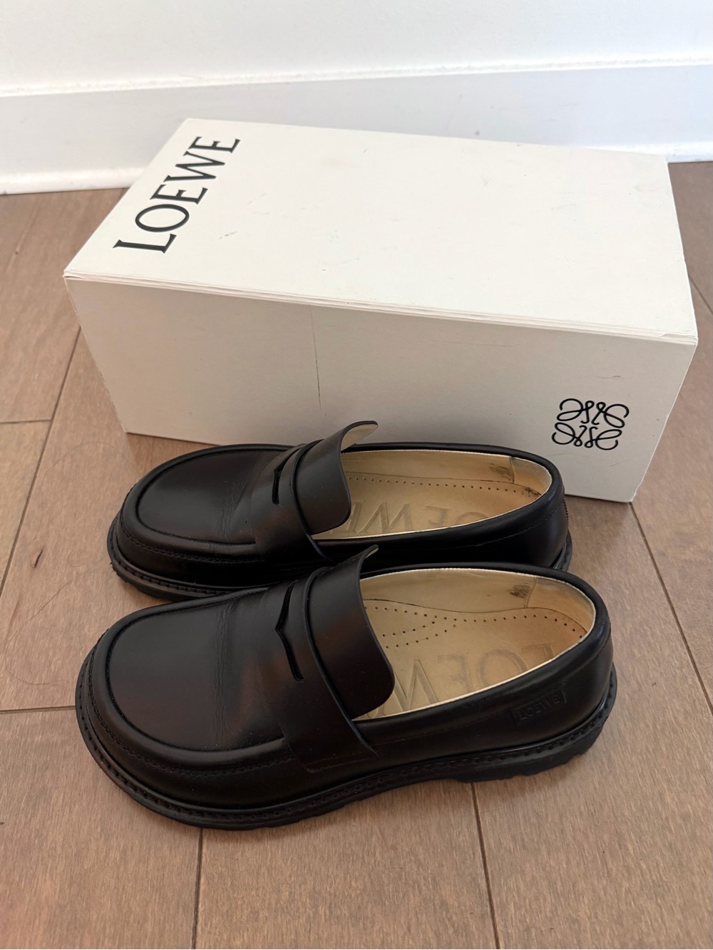 Loewe Black Leather Blaze Loafers